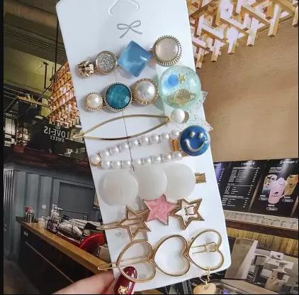 Gracious Pearl Gold Plated Hairclip Jewellery for Women Hair Pin (Blue)