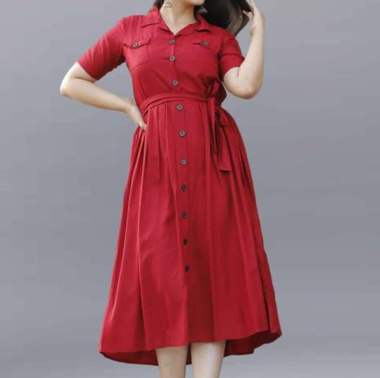 Elegant Kurti – Premium Riyon Fabric with Wooden Buttons