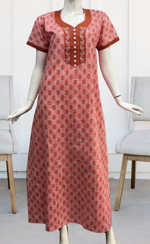 Piping Cotton Nighty for Women β 58" Length | S to XL Sizes | Pure Cotton | Comfortable Sleepwear Set