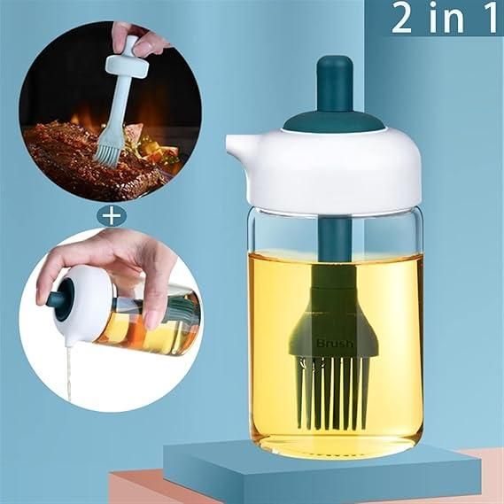 Oil Dispenser Bottle 2 in 1 Container with Silicone Brush