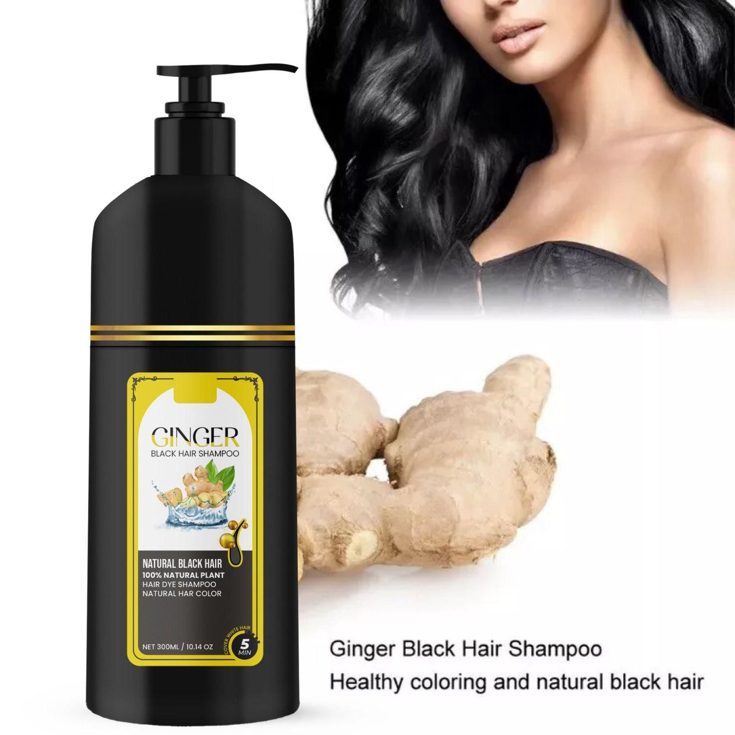 Ginger Black Hair Shampoo Natural Black Hair 300ml