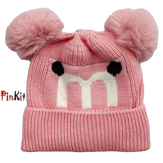 Warm Winter Woolen Cap With Soft Pom-Pom For Boy's And Girl's (Pack of 1)