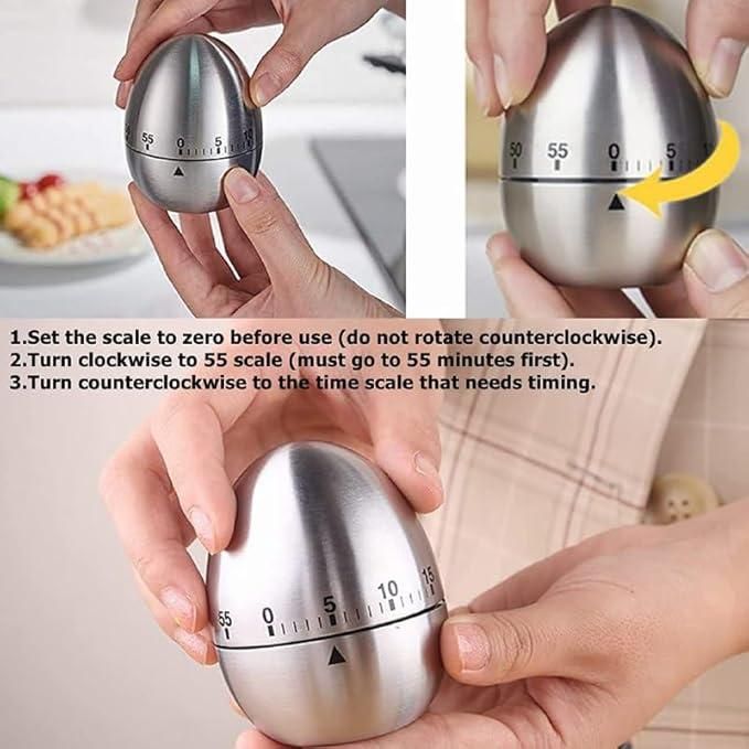Egg Shaped Stainless Steel Timer
