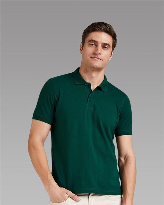 Cotton Blend Solid Half Sleeves Mens Polo T-Shirt