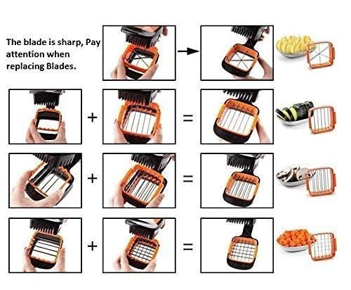 3-in-1 Multifunction Manual Vegetable Dicer Cutter - Quick and Efficient Food Prep Tool