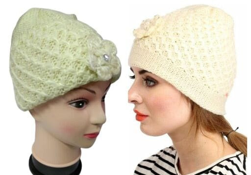 Women's Warm Soft Single Coloured Hand Made Woolen Knitted Cap