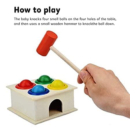 Wooden Hammer Ball Bench with Box Case Toy Set�