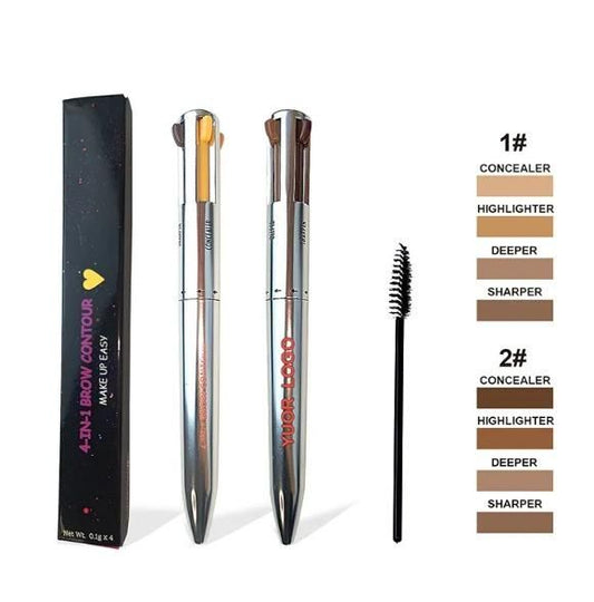 4-in-1 Eyebrow Pencil – Multi-Function Tool with 4 Shades for Perfect Brows