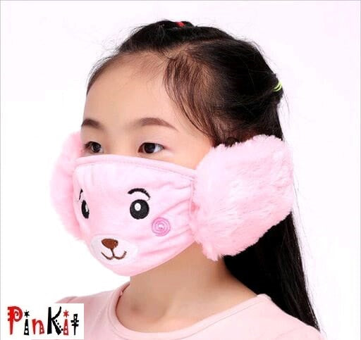 Winter Woolen Mask For Winter Fleece & Fur Earmuffs Kids Mask (Pack Of 1)