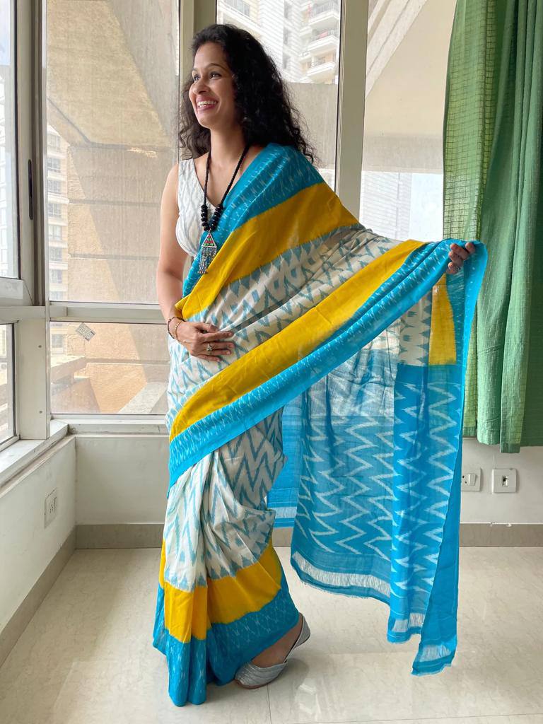 Elegant Plain Linen Saree with Digital Print