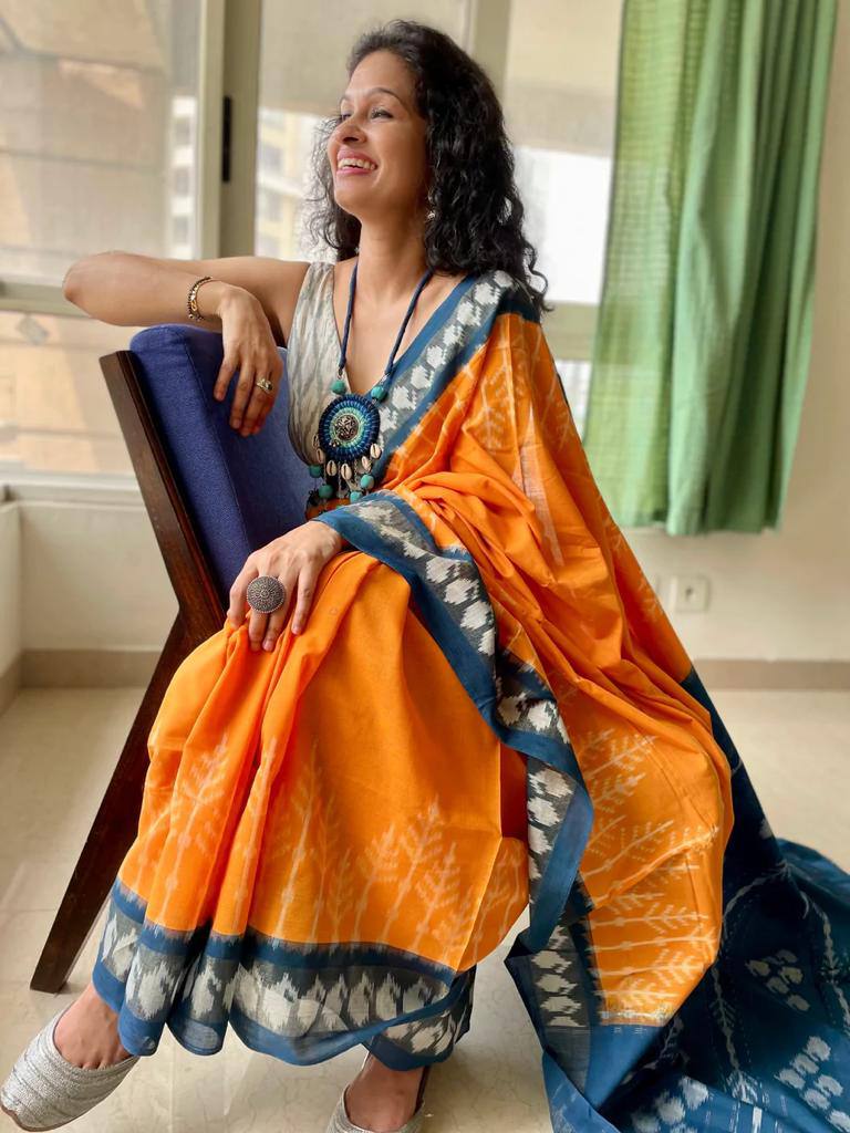 Elegant Plain Linen Saree with Digital Print