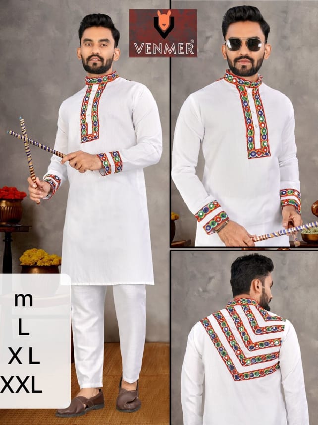 Traditional Navratri Kurta Pyjama Set | Heavy Cotton with Gamthi Work |