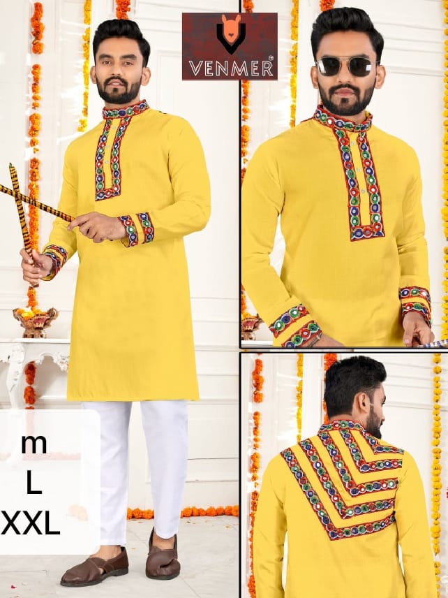 Traditional Navratri Kurta Pyjama Set | Heavy Cotton with Gamthi Work |