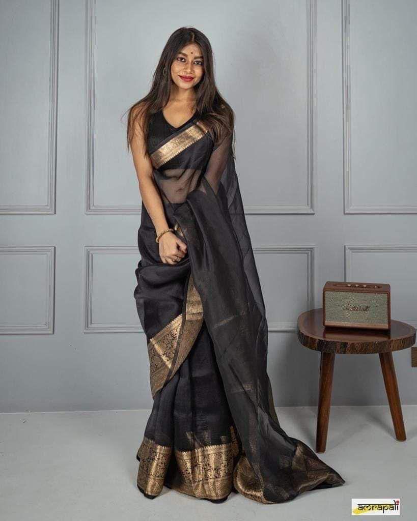 🔥EXCLUSIVE SOLID KORA ORGANZA SAREE🤩