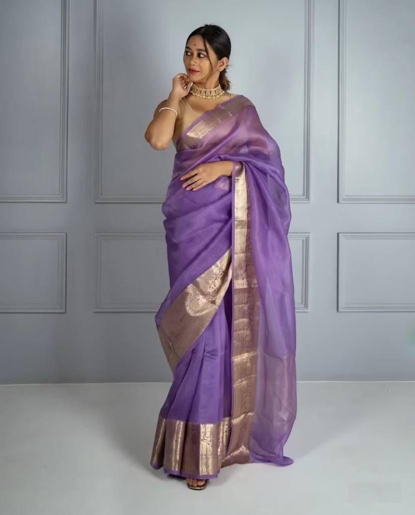 🔥EXCLUSIVE SOLID KORA ORGANZA SAREE🤩