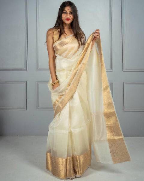 🔥EXCLUSIVE SOLID KORA ORGANZA SAREE🤩