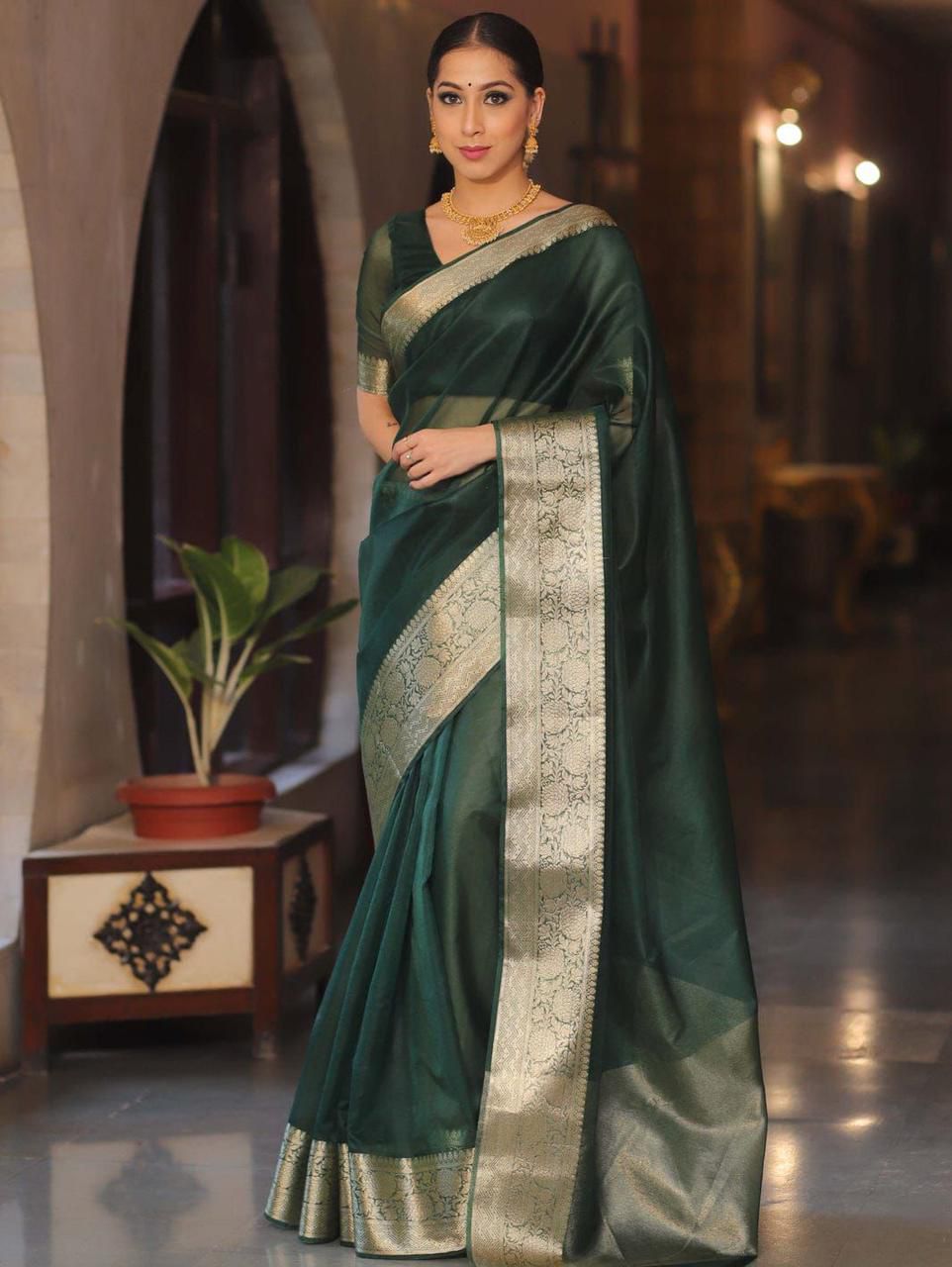 🔥EXCLUSIVE SOLID KORA ORGANZA SAREE🤩