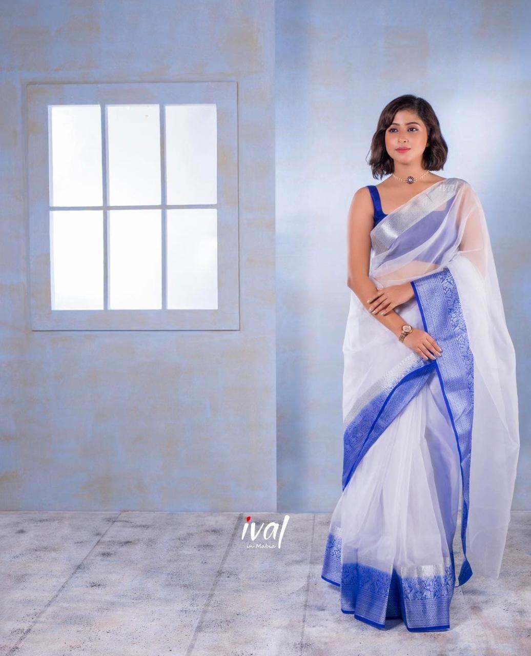 🔥EXCLUSIVE SOLID NAYLON ORGANZA SAREE🤩