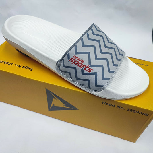 Zig Zag EVA Sliders White And Grey