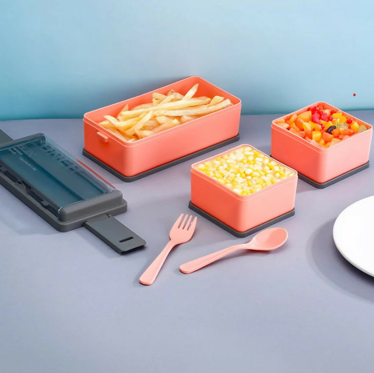 Double Layer Lunch Box with Spoon and Fork